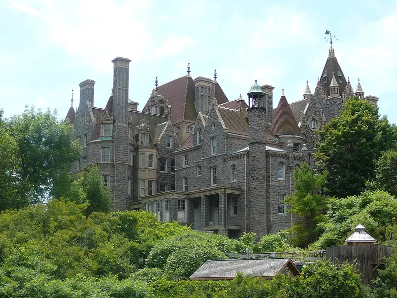 Boldt Castle rising above Heart Island seen on a 5-hour Gananoque boat tour and 1000 Islands cruise with a castle stopover
